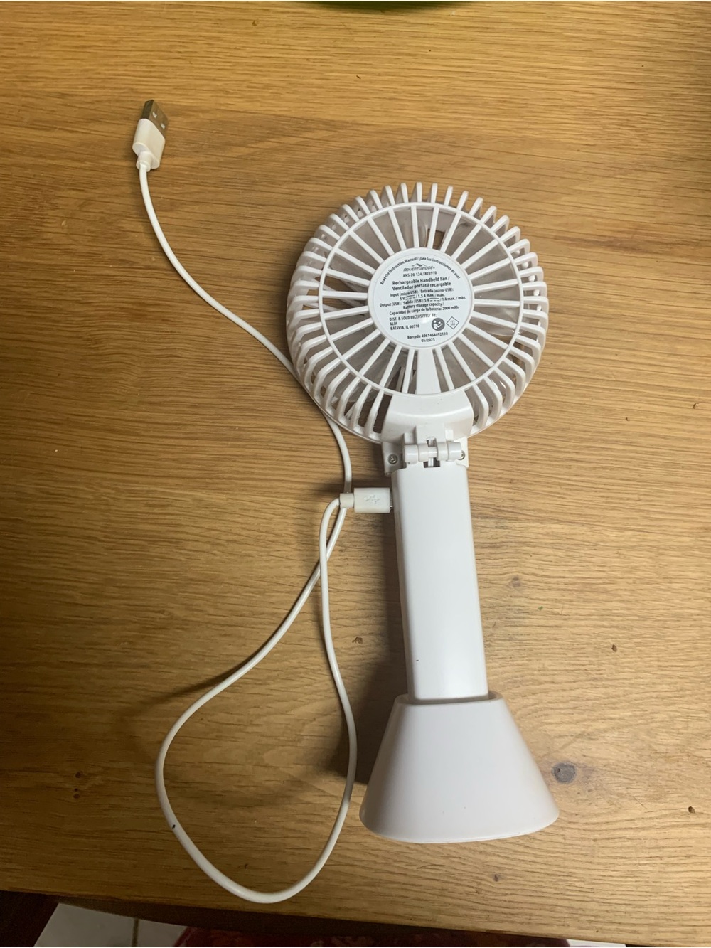 Portable White USB Rechargeable Handheld Fan - Compact Personal Cooling
